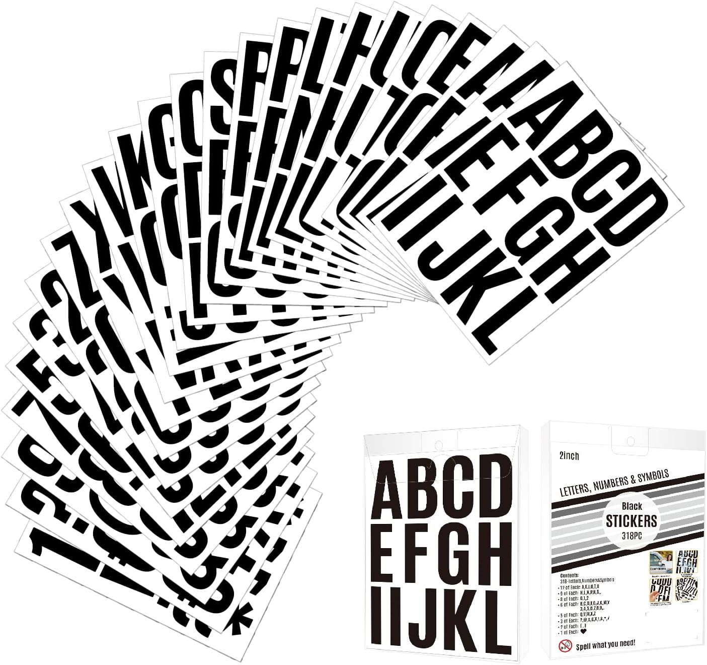 24 Sheets 2 Inch Self Adhesive Letters Stick on Vinyl Capital Letter Stickers…