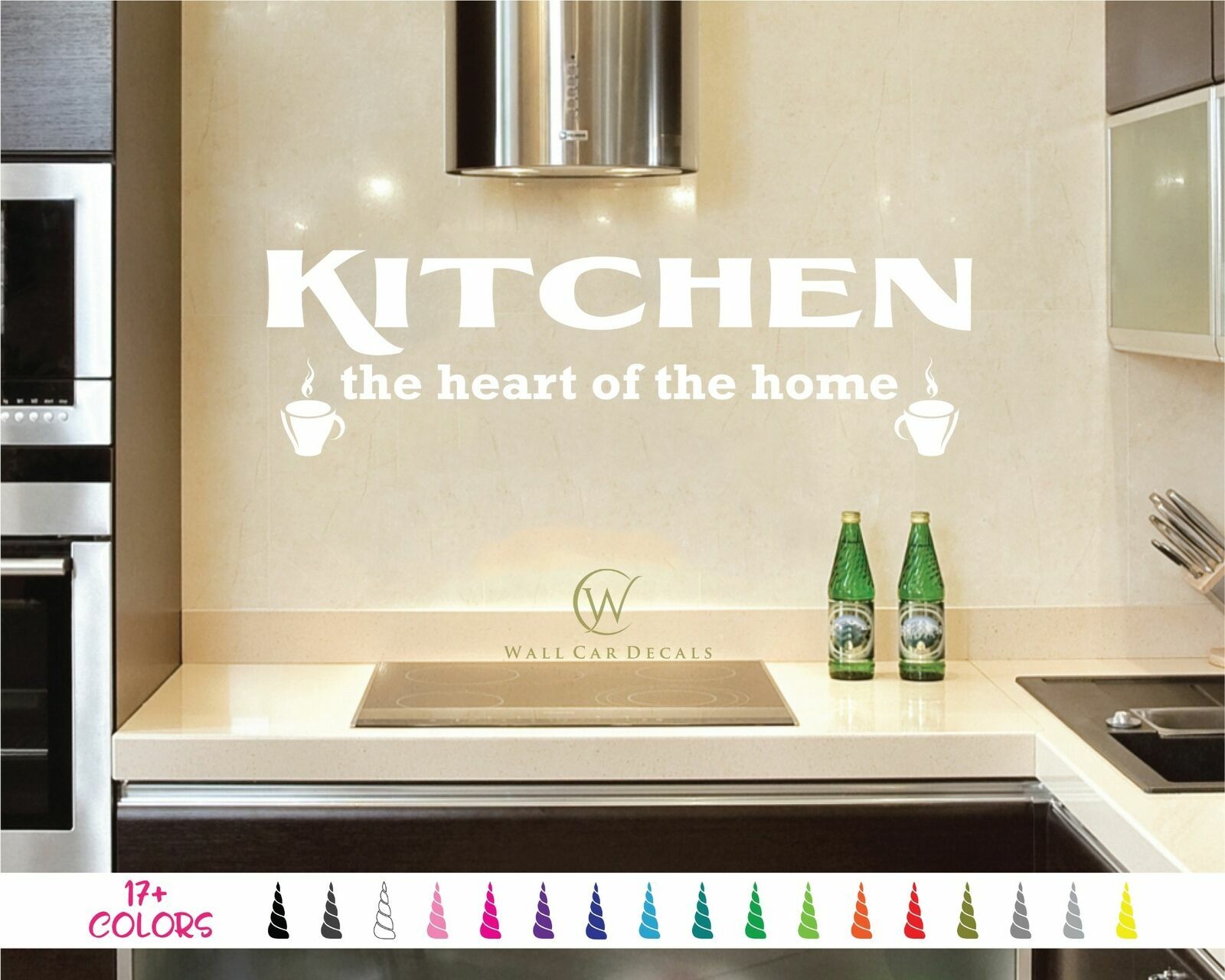 Wall Quote Vinyl Decal Kitchen the Heart of the Home Coffee Cup Fun Family Décor