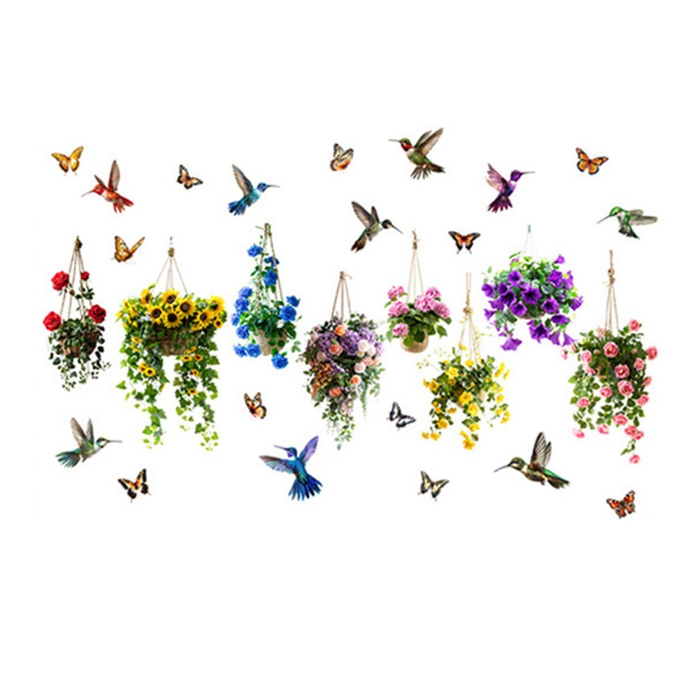 Bright Color Sunflower and Butterfly Glass Decoration for Indoor Outdoor