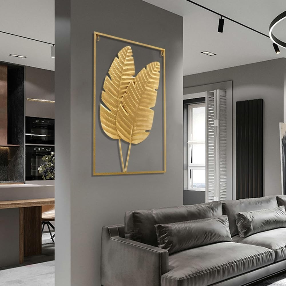 Sophisticated 24"x16" Ginkgo Leaf Metal Art – Set of 2 for Modern Spaces