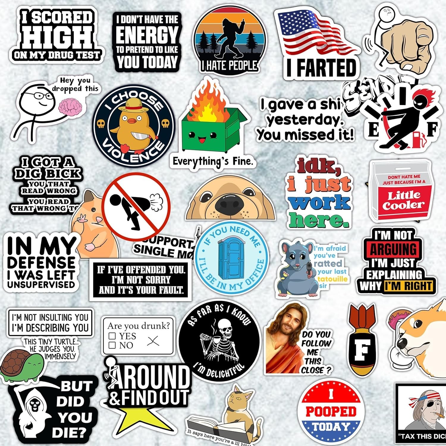 120pcs Funny Stickers for Adults, Prank Meme (Dirty) Hilarious Sticker Pack for