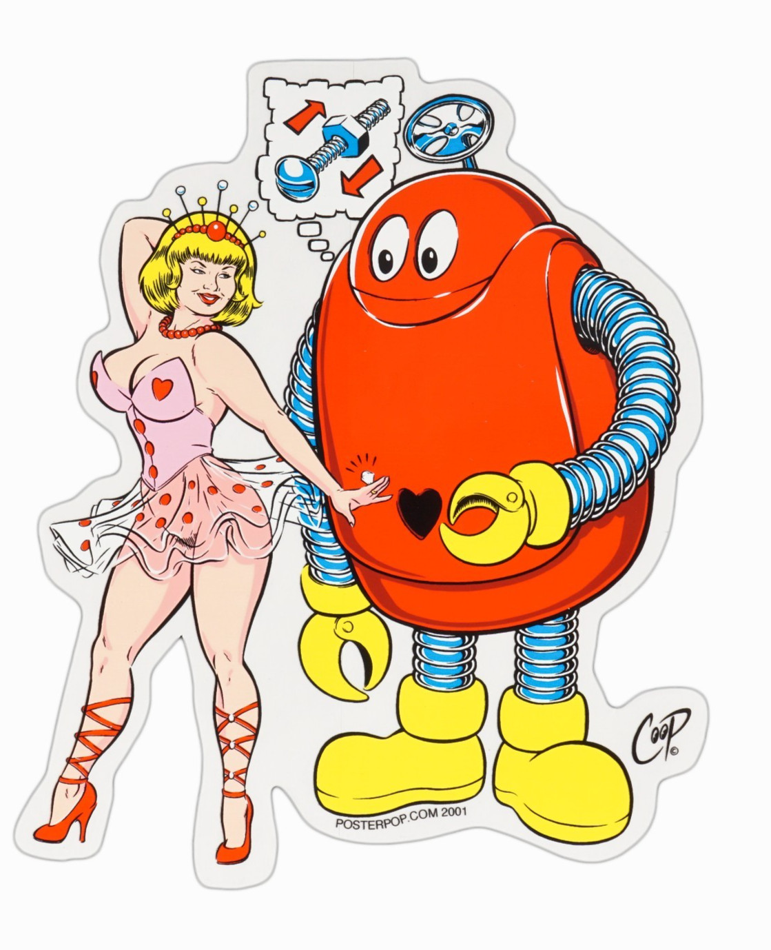 Vintage Poster Pop Art Sticker Print Coop Car Decal Robo Lust Sexy Girl Robot