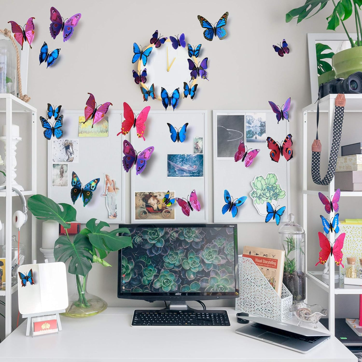 24Pcs 3D Vivid Special Man-Made Lively Butterfly Wall Stickers Removable Butterf