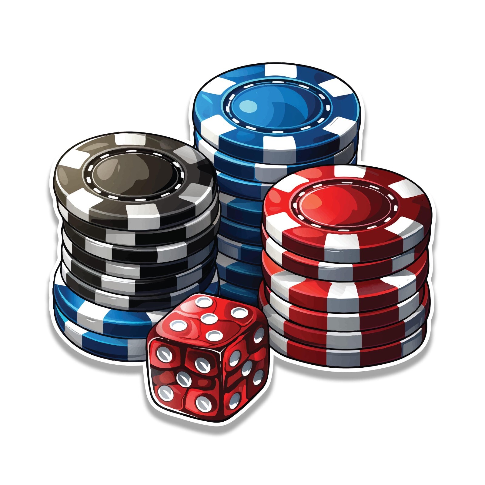 Collectible Decals High Roller Vinyl Sticker for suitcase, Poker Chips Sticker