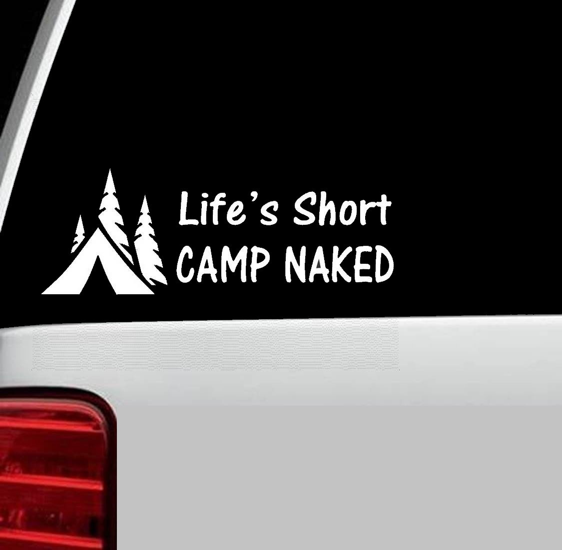Camp Naked Camper Hiking Camping Decal Sticker for Car Window *A1085