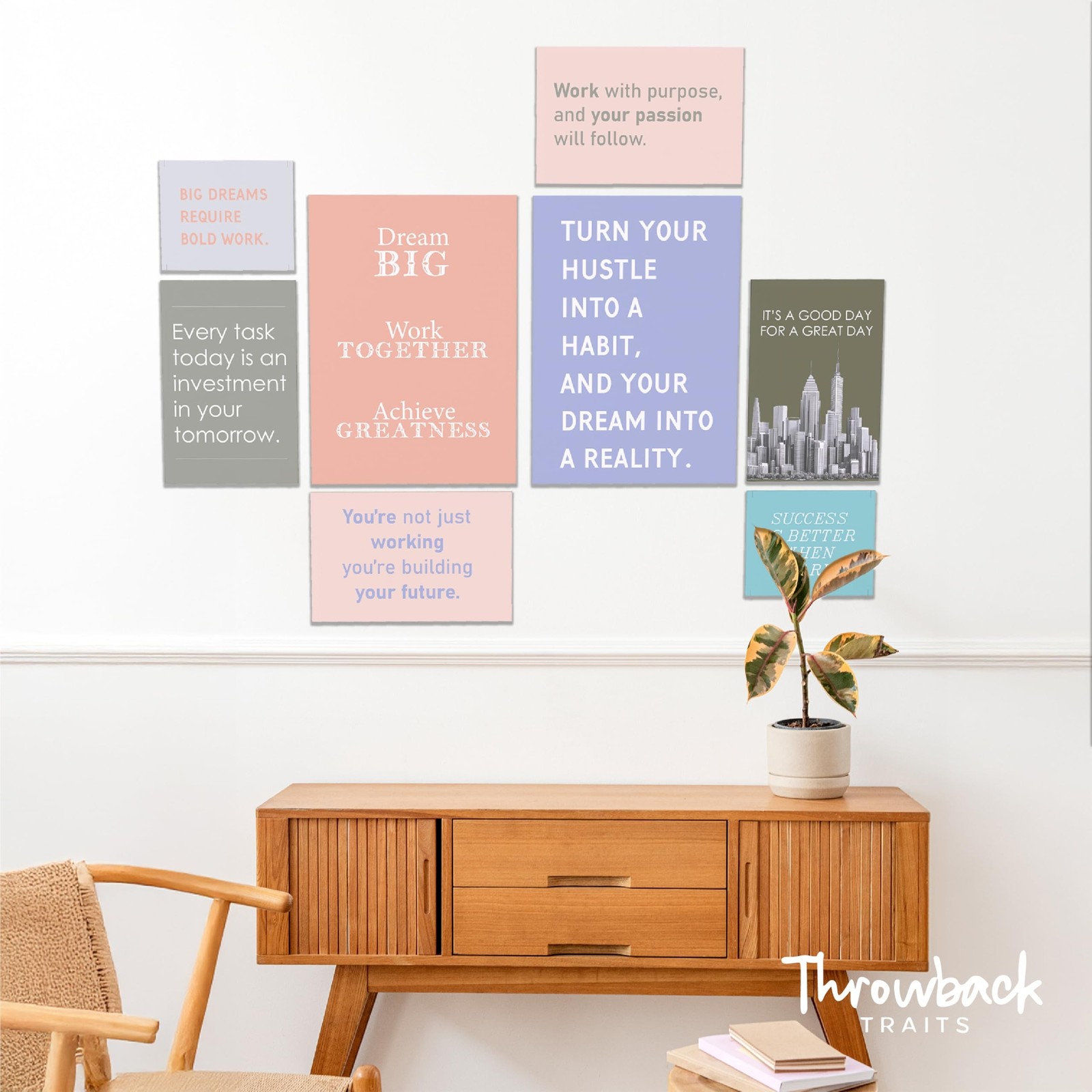 Office Wall Decor Set of 8 – Motivational Teamwork Office Wall Art Canvas