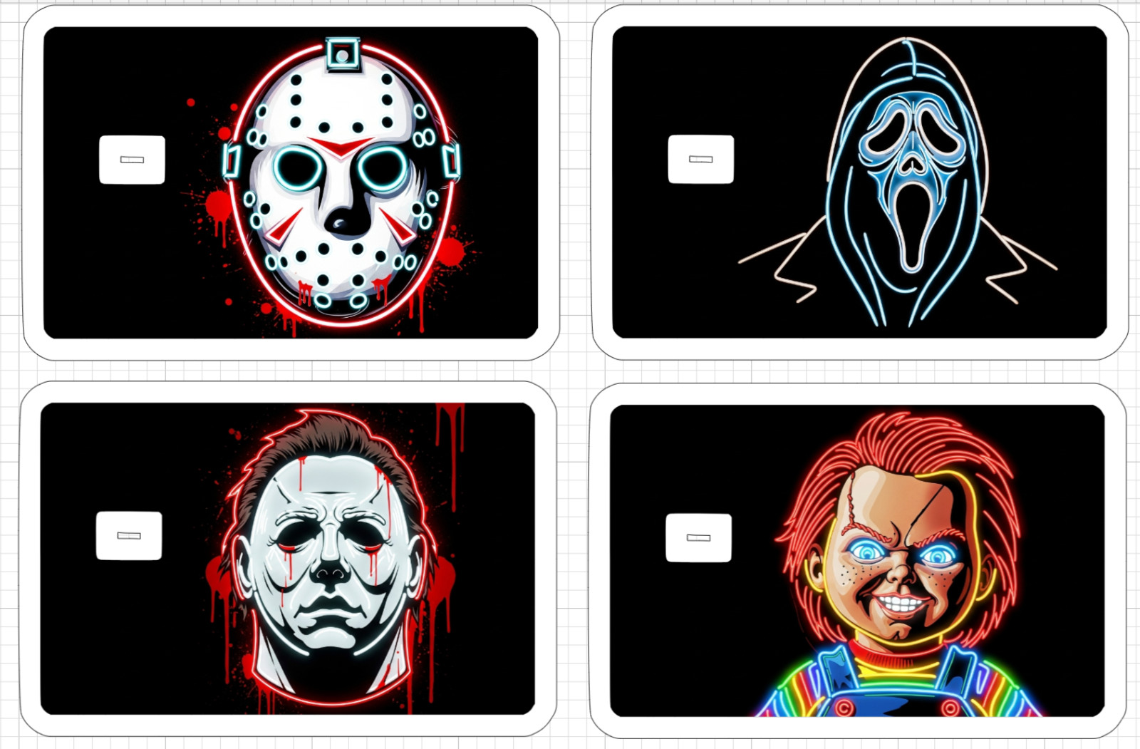 Neon Horror Halloween Killer Credit Debit Card ATM Skin Sticker Jason Michael US