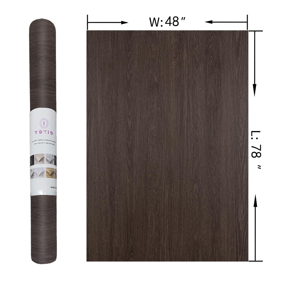 48x78inch Extra Wide Dark Brown Wood Grain 48" x 78", Chocolate