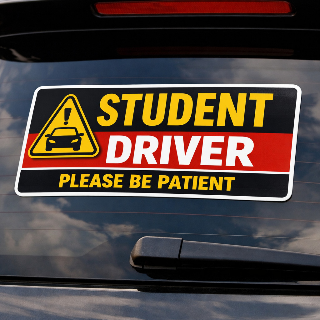 STICKER Student driver please be patient BUY 2 GET 1 FREE yellow USA waterproof