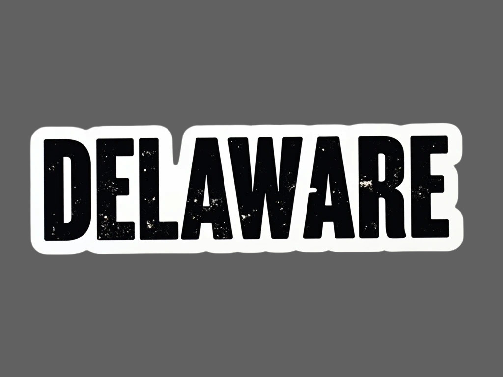 Delaware Sticker Vinyl Decal State Name Distressed Black White Car Laptop
