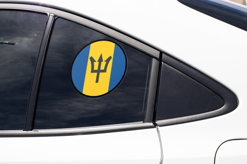 Barbados Flag Circle Sticker Decal