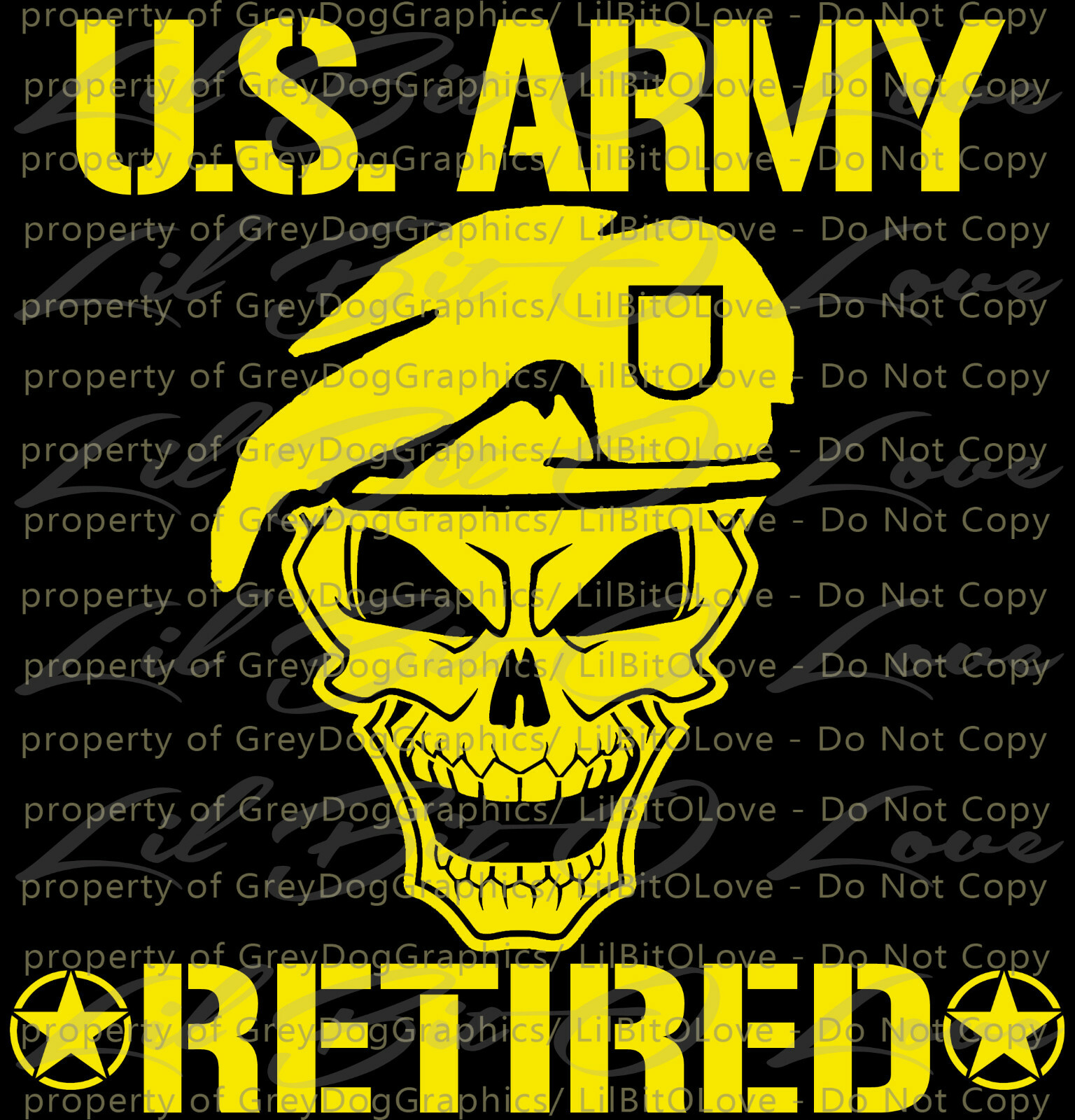 US ARMY RETIRED SKULL VINYL DECAL UNITED STATES ARMY STICKER MILITARY