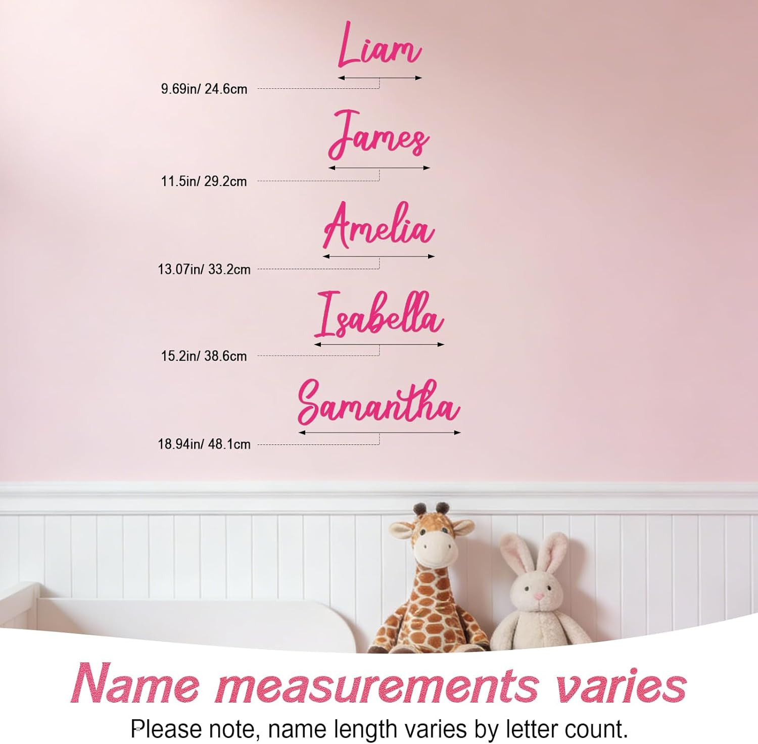 Personalized Name Wall Decal Large Cursive Letter Stickers Alphabet Custom Name