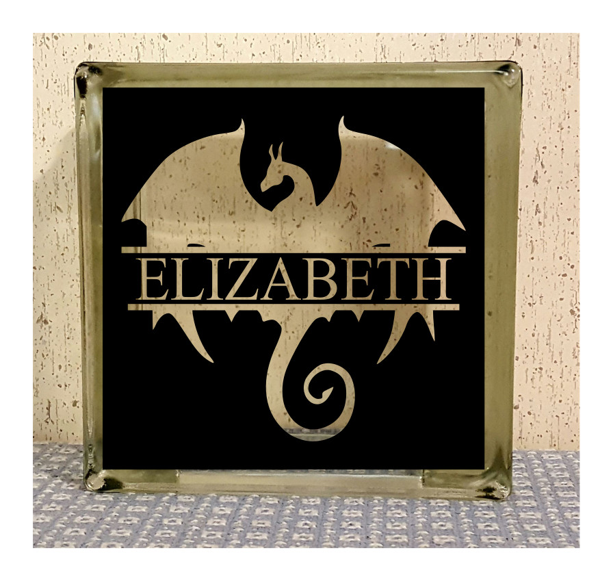 FLYING DRAGON PERSONALIZED W/ NAME VINYL DECAL FOR 8" GLASS CRAFT BLOCK DIY GoT