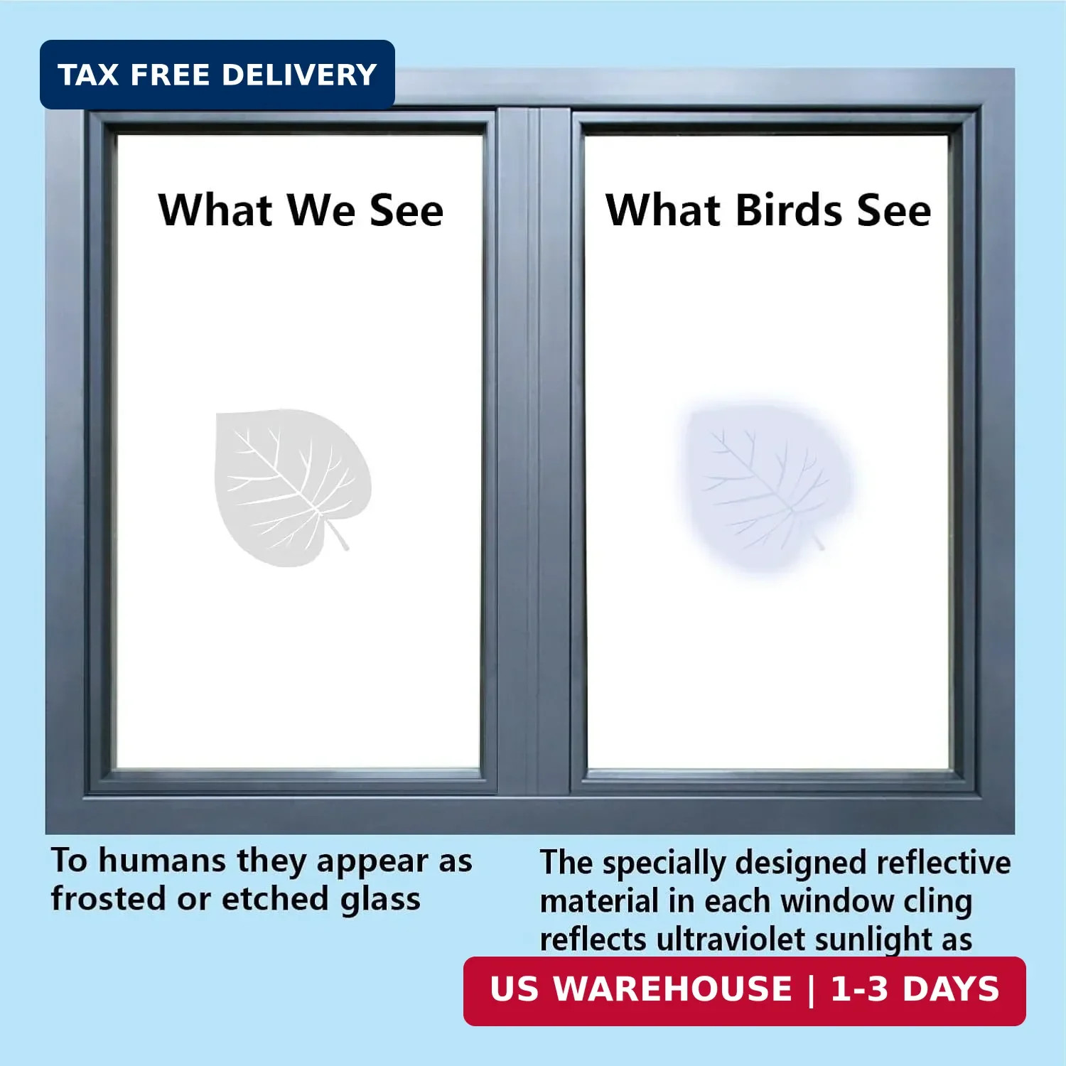 FINGOOO Window Decals for Bird Strikes,52 Pieces Large Leaf Shape Anti Collision
