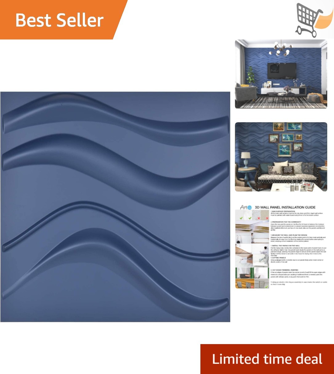Navy Blue PVC Wall Panel 19.7×19.7in 12 Pack Easy DIY Waterproof Interior Decor
