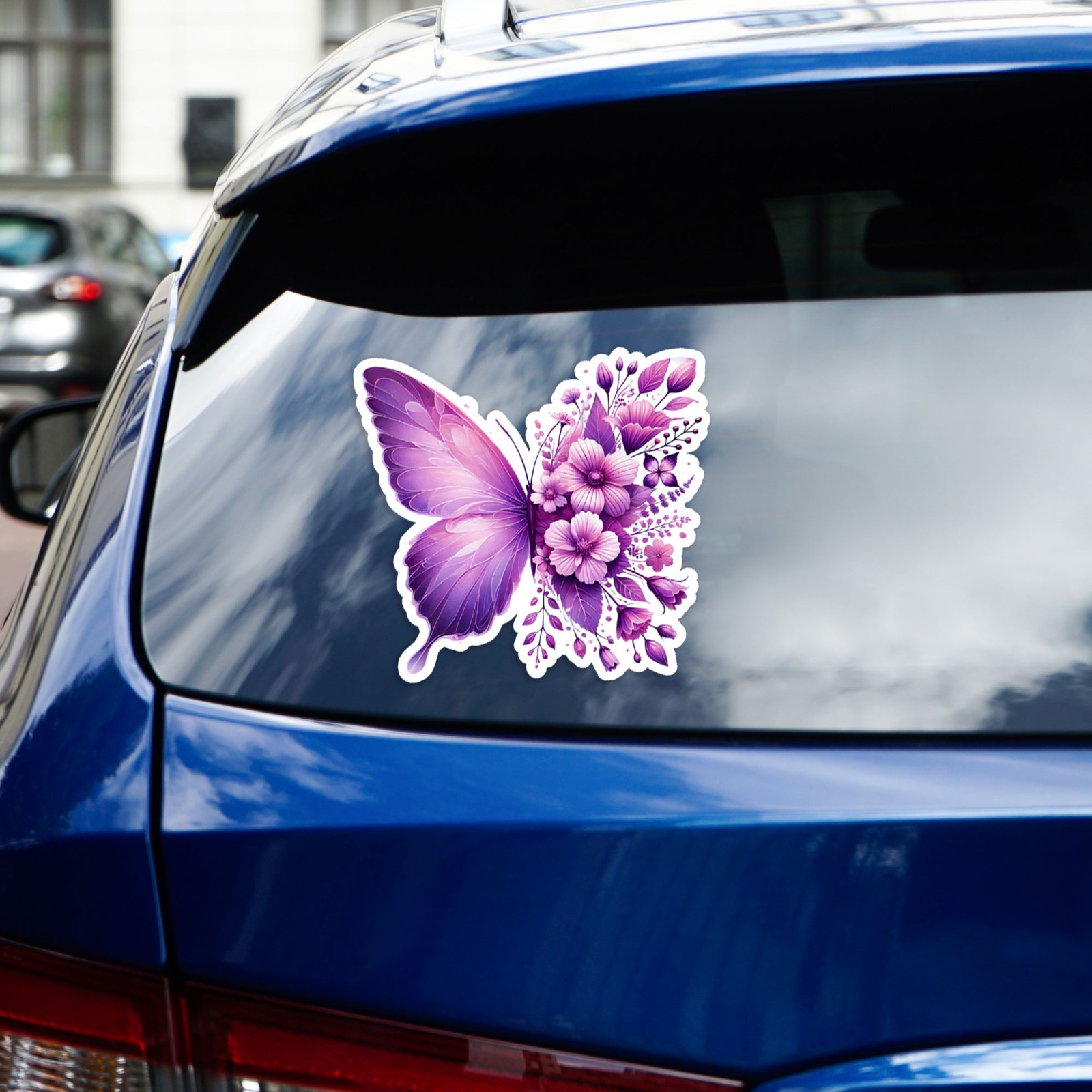 Purple Butterfly Flower Wings – Vinyl Decal Sticker – Car Window Laptop – #209