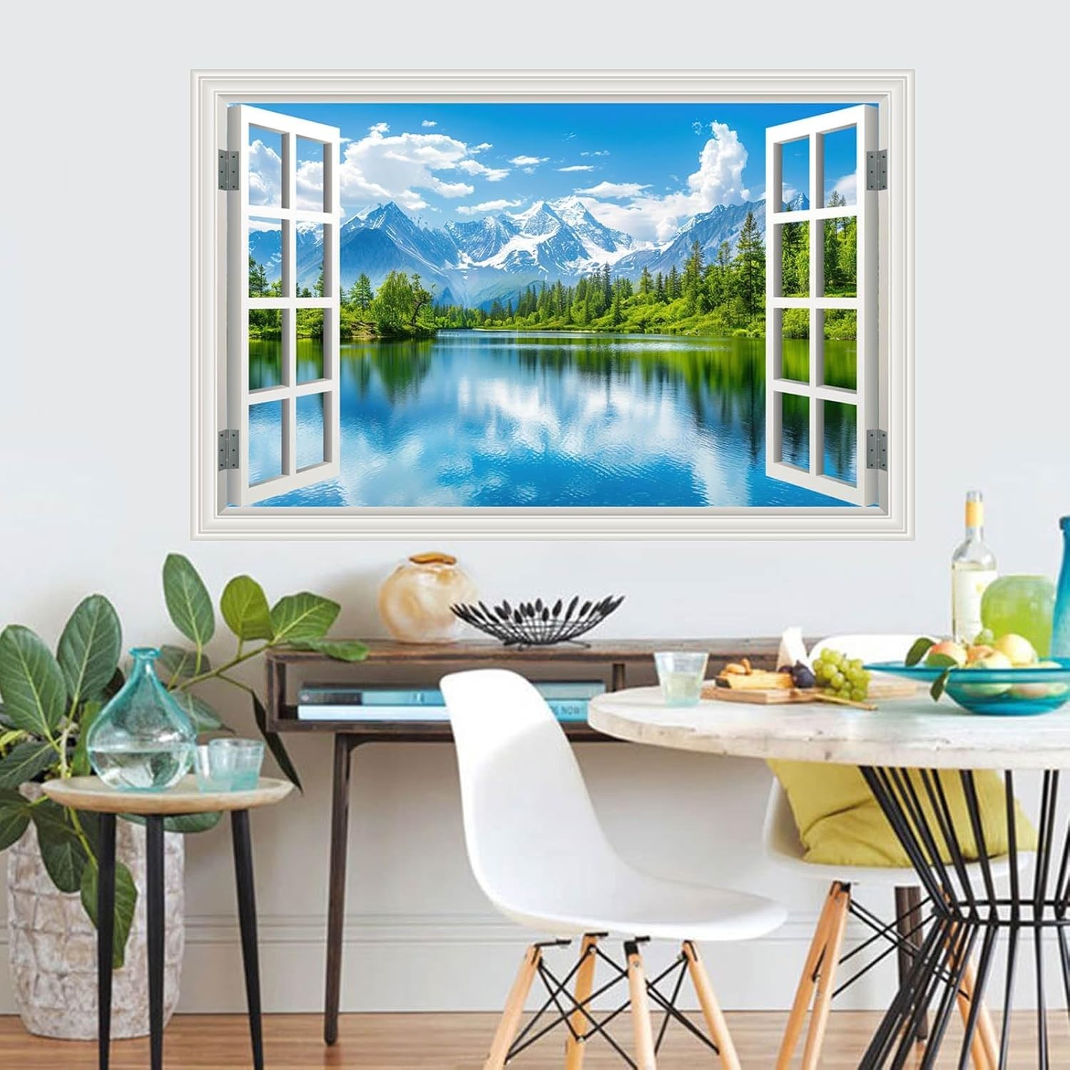 Mountain Lake Forest Tree Wall Mural – Set of 2 Sheets