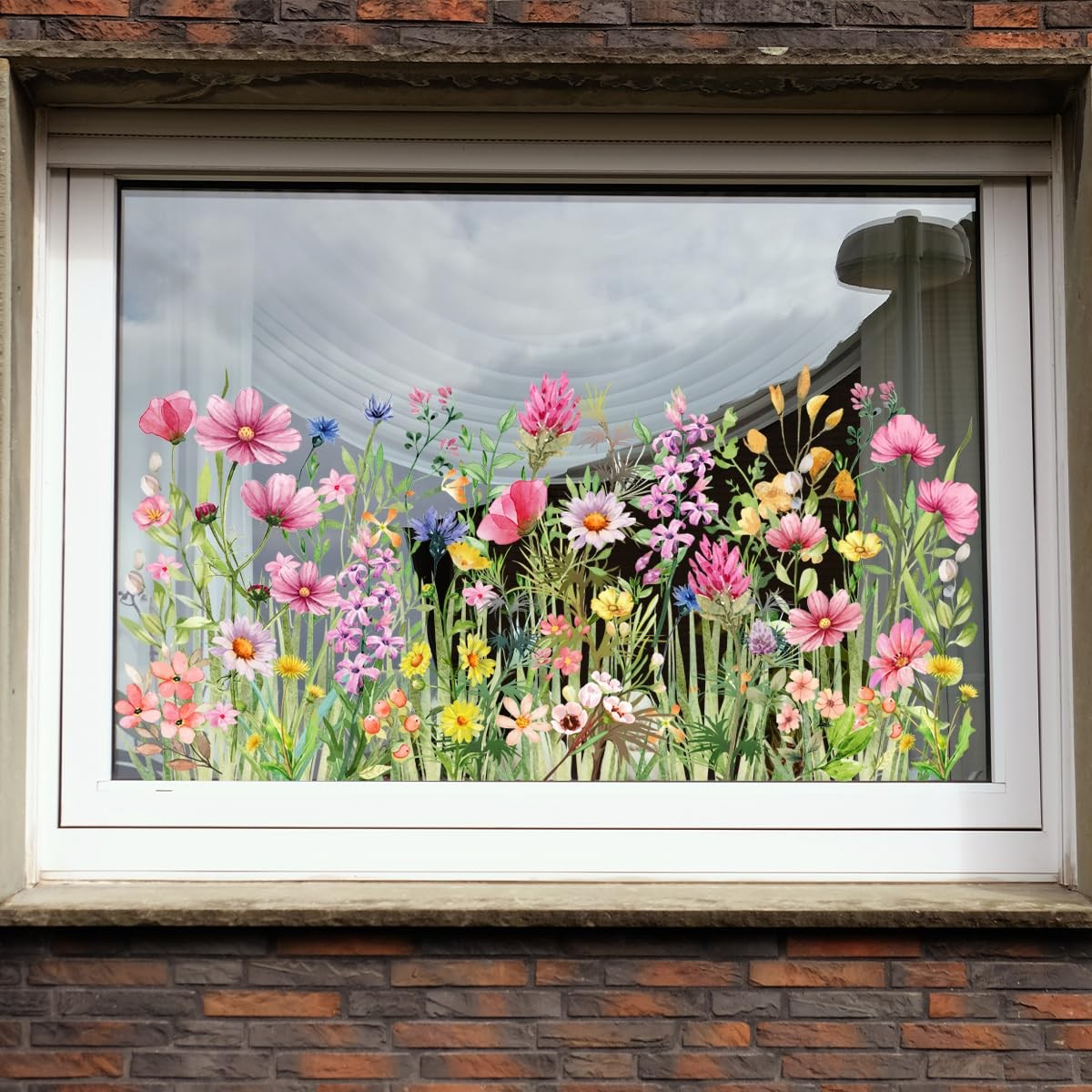 Colorful Wildflower Double-Sided Visual Window Stickers – Spring Summer Botan…