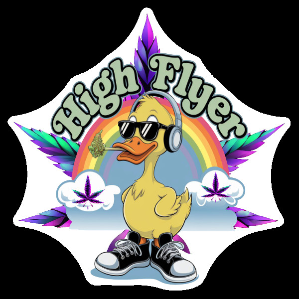 High Flyer Stoner Duck Weatherproof Vinyl UV 420 Cannabis Weed Sticker Marijuana