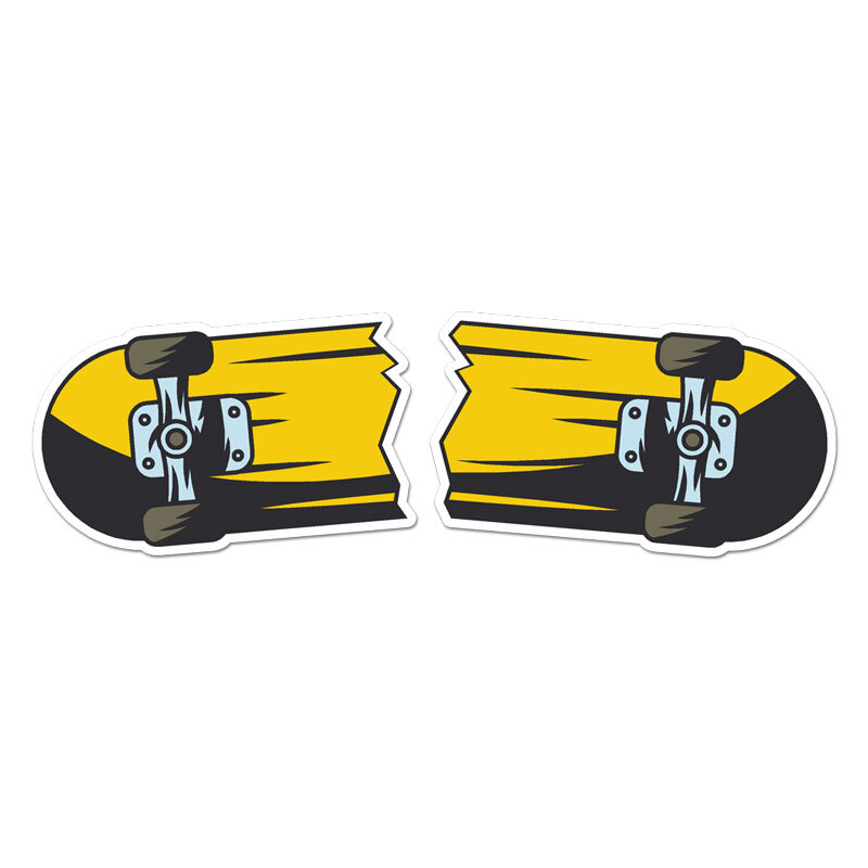 Broken Skateboard, Vinyl Decal Sticker, Indoor Outdoor, 3 Sizes, #11446
