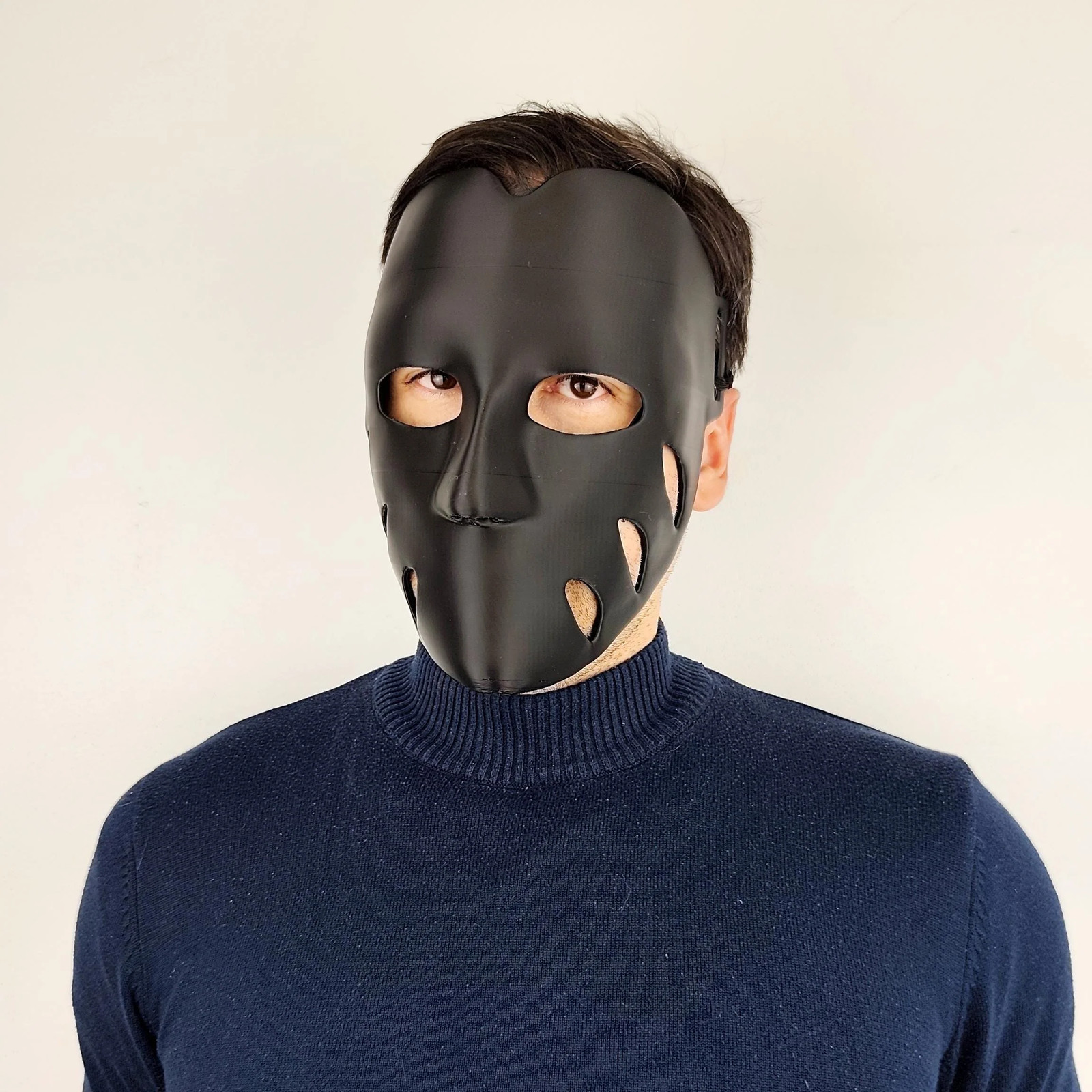 Black 3D Printed Face Mask | Lightweight Cosplay Mask | Horror Costume Mask