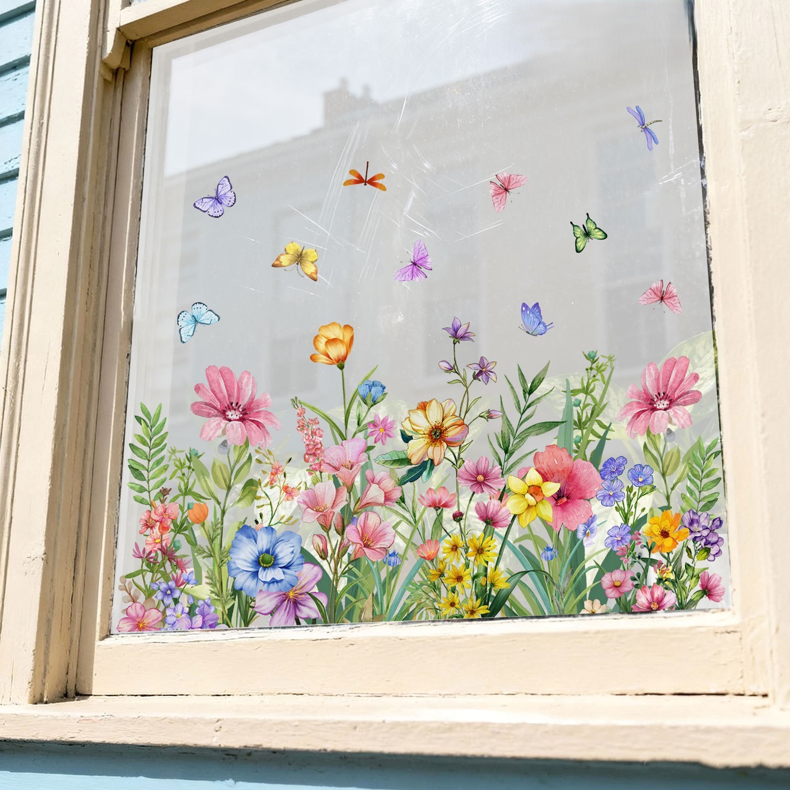 Fade Resistant Floral Window Stickers for Spring Summer Home Decoration