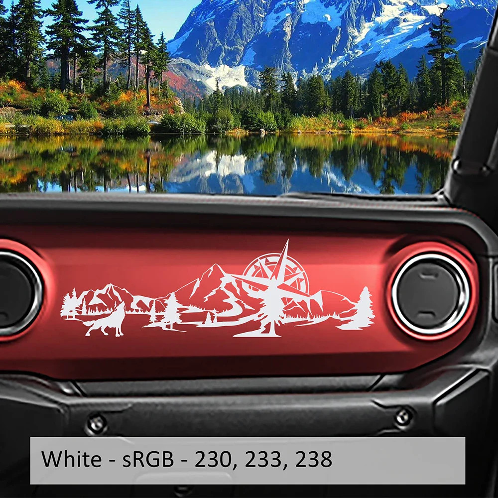 Aftermarket Jeep Wrangler JL & Gladiator JT Dashboard Decal – Wolf, Mountain & C