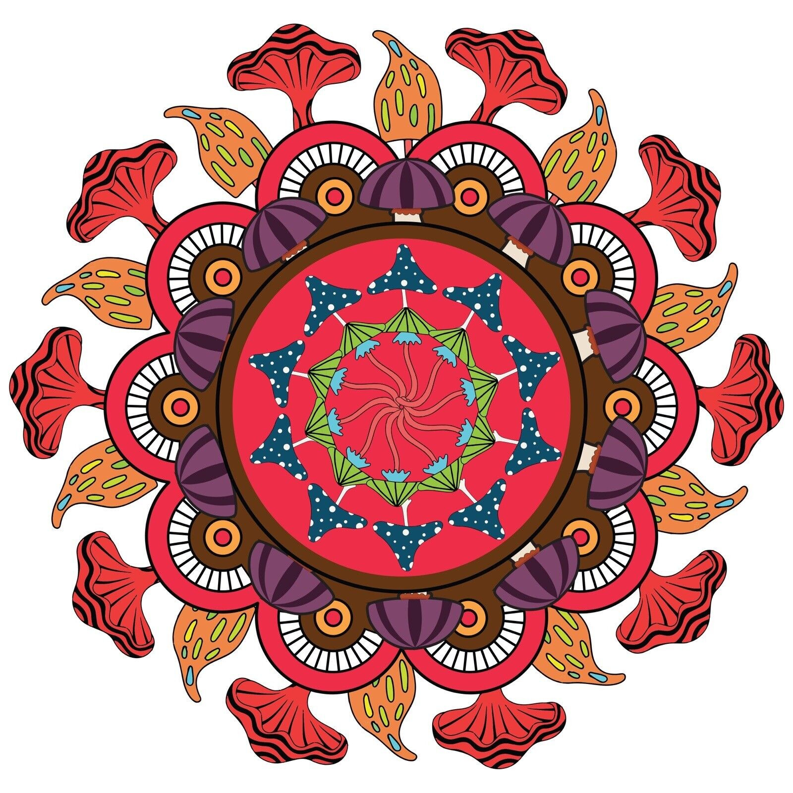 Mushroom Mandala Sticker Decal