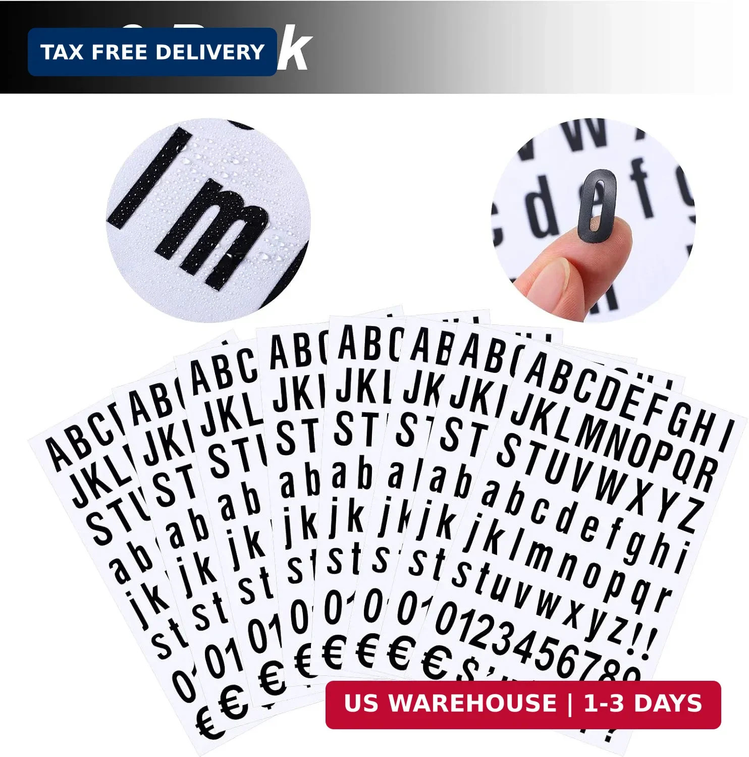 8 Sheets Self Adhesive Vinyl Letters Numbers Kit, Mailbox Numbers Sticker for Ma