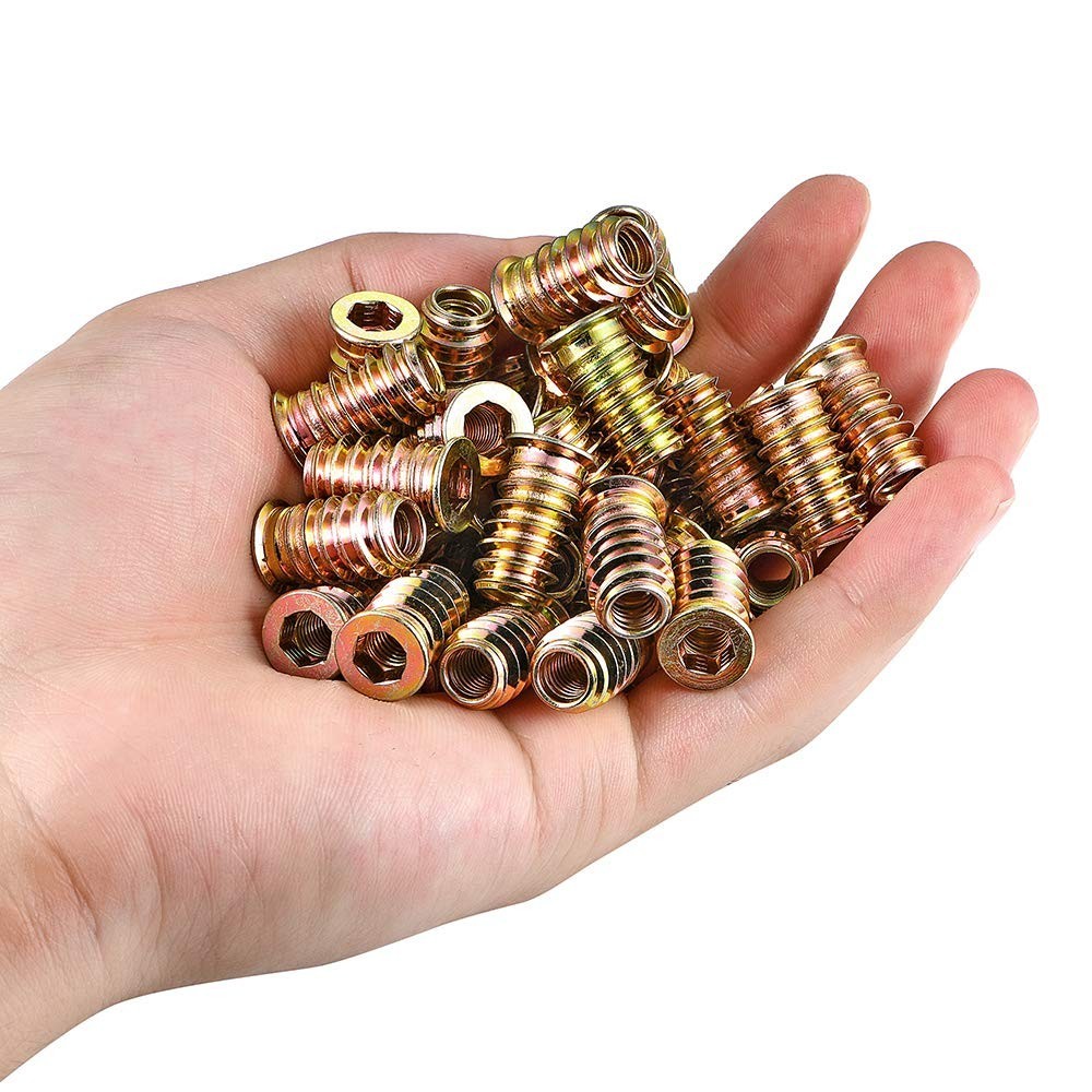 PGMJ 200 Pcs Threaded Inserts for Wood – One Size, 200 1/4"-20 x 20mm