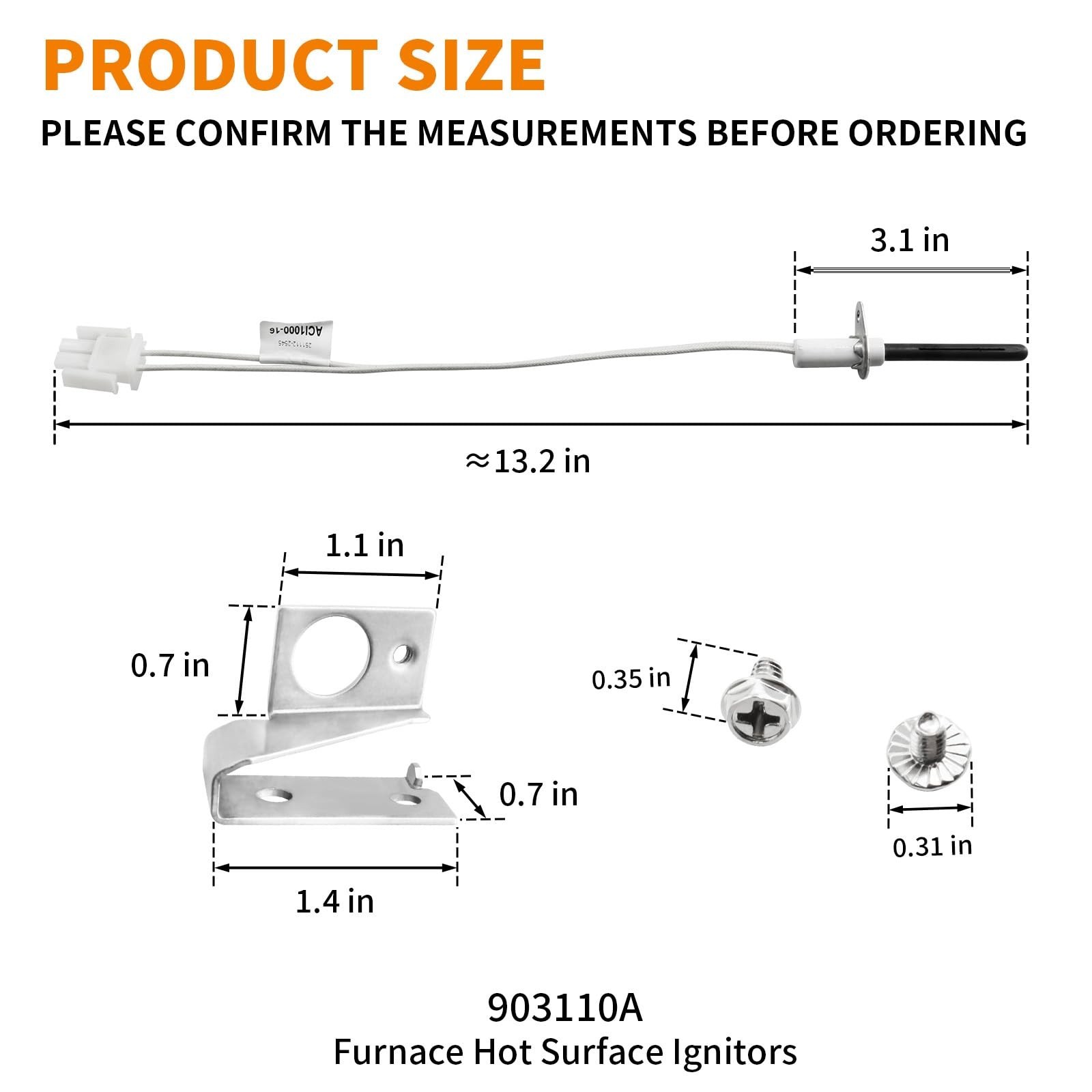 903110A 903110 Universal Furnace Hot Surface Ignitors With Plug Round Silicon…