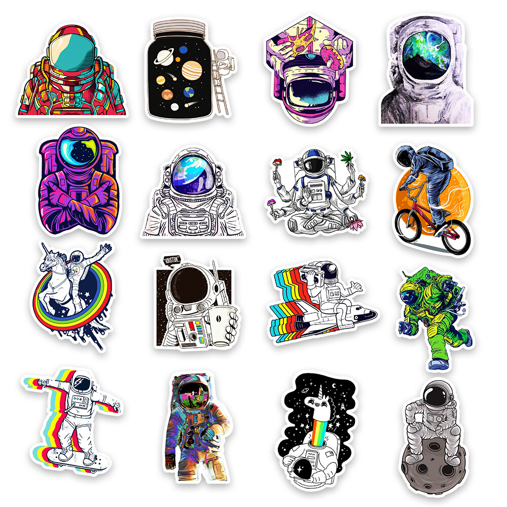 50Pcs Stickers Astronaut NASA Alien Skateboard Laptop Luggage Car Graffiti Vinyl