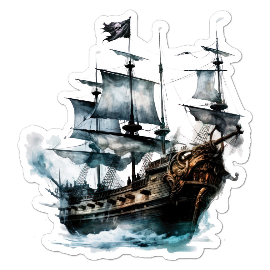 Pirate Ship Sail, Vinyl Decal Sticker, Indoor Outdoor, 3 Sizes, #9991