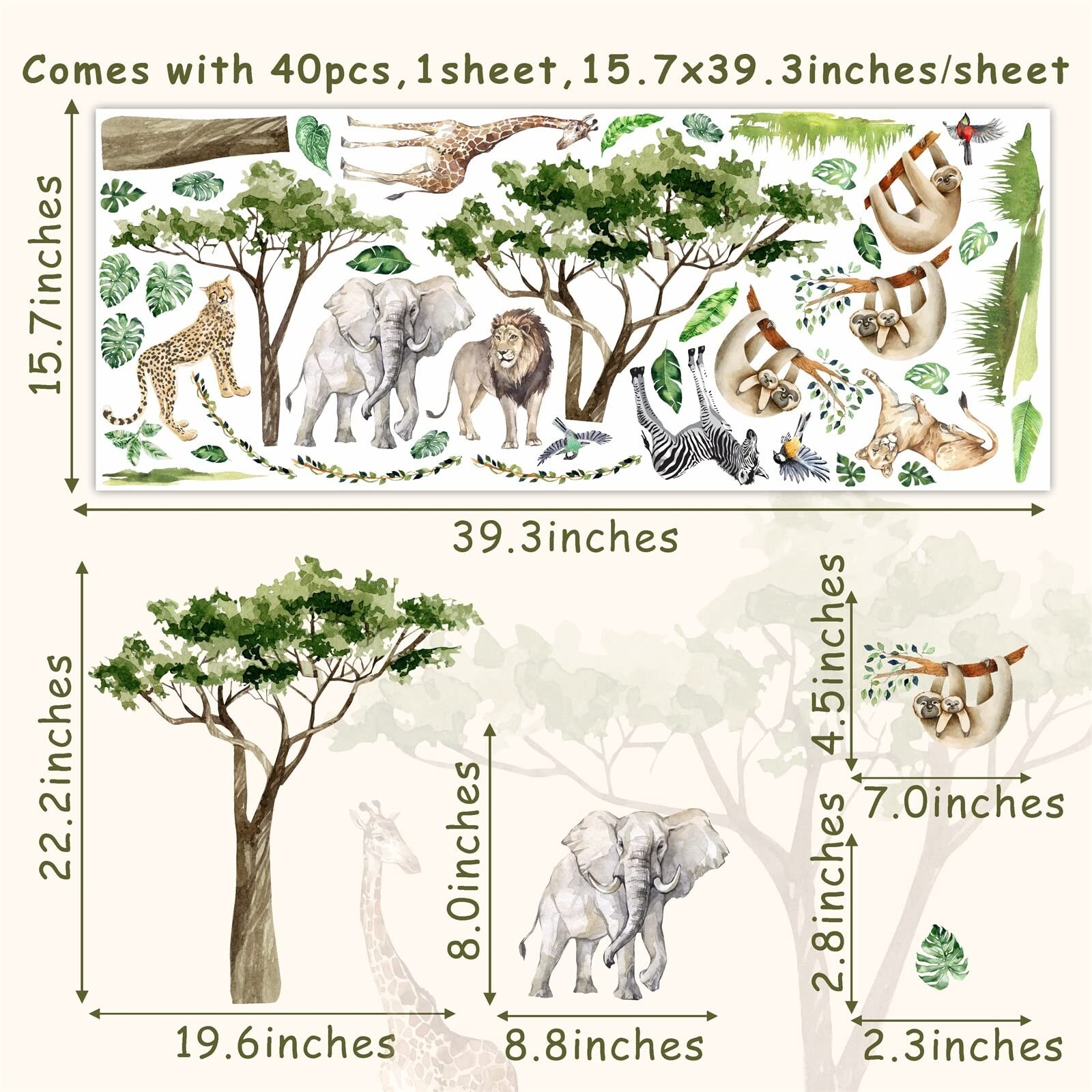 Jungle Animal Wall Decals Safari Animal Wall Stickers Large Wild Animal Wall …