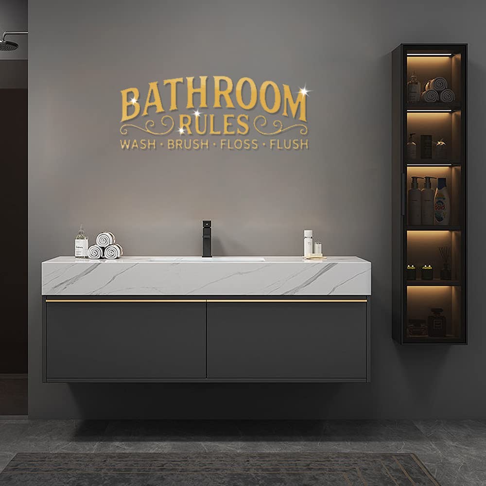 3D Acrylic Mirror Bathroom Wall Sticker, Mirror Wall Decals, Gold