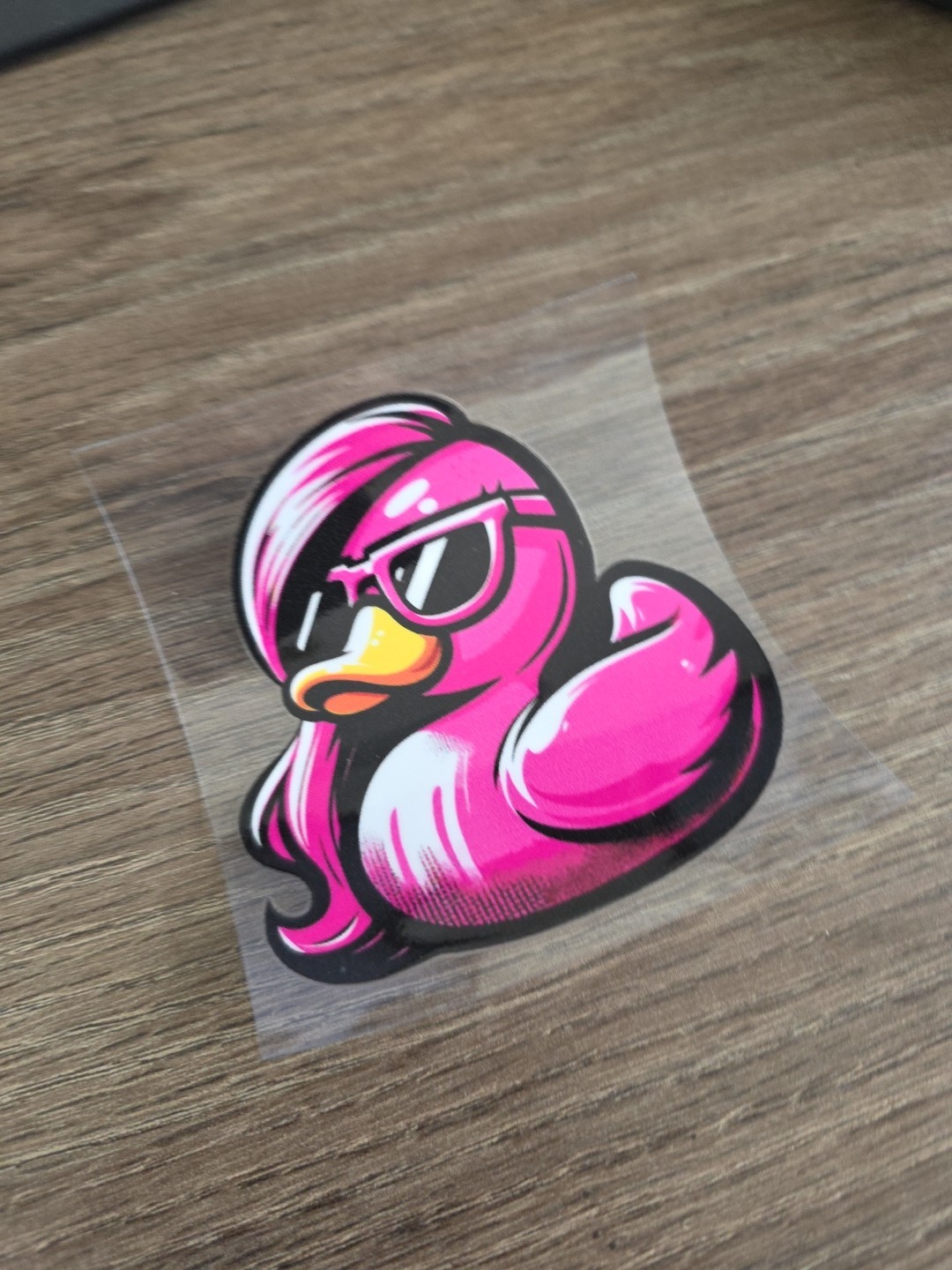 Pink Rubber Duckie UV DTF Raised Decal For Vehicle Glass Or Exterior Waterproof