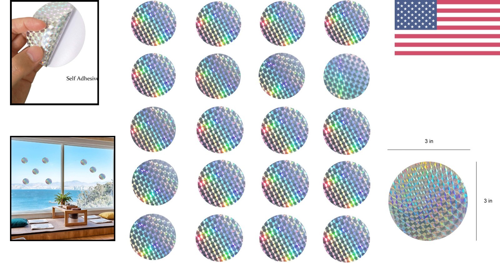 Reflective Bird Strike Window Stickers 20 Pieces Circular Clings for Windows
