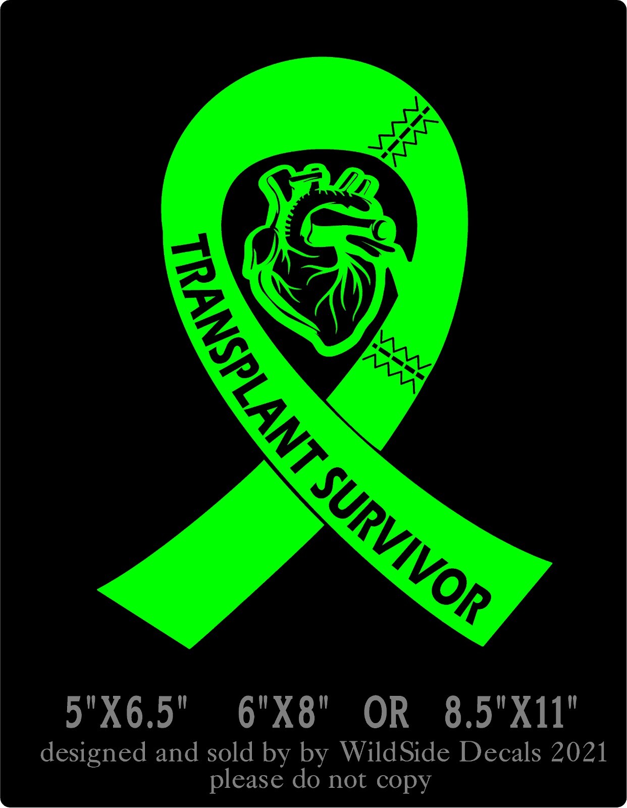 Heart Transplant Survivor Decal Memorial Ribbon Vinyl Car Truck Laptop Sticker