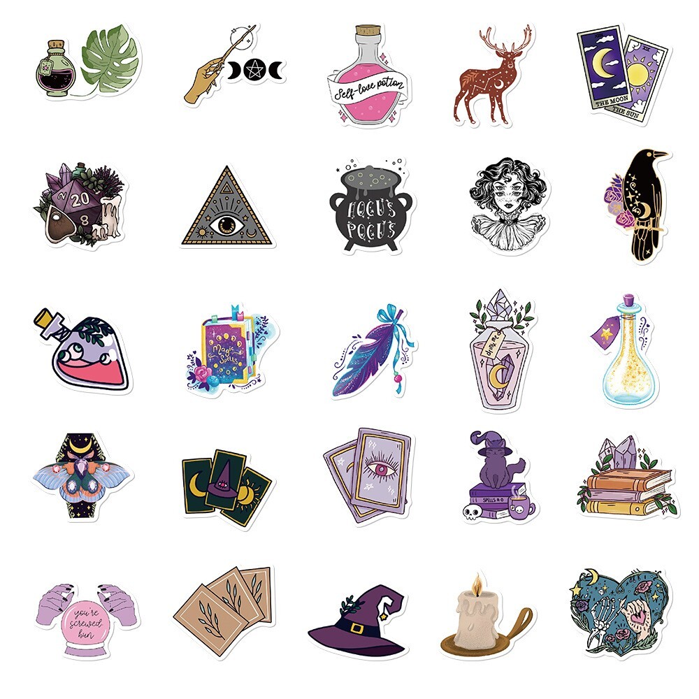 200pcs SPIRITUAL Stickers Pack,Crystal Potion Gothic Halloween Stickers,#196-199