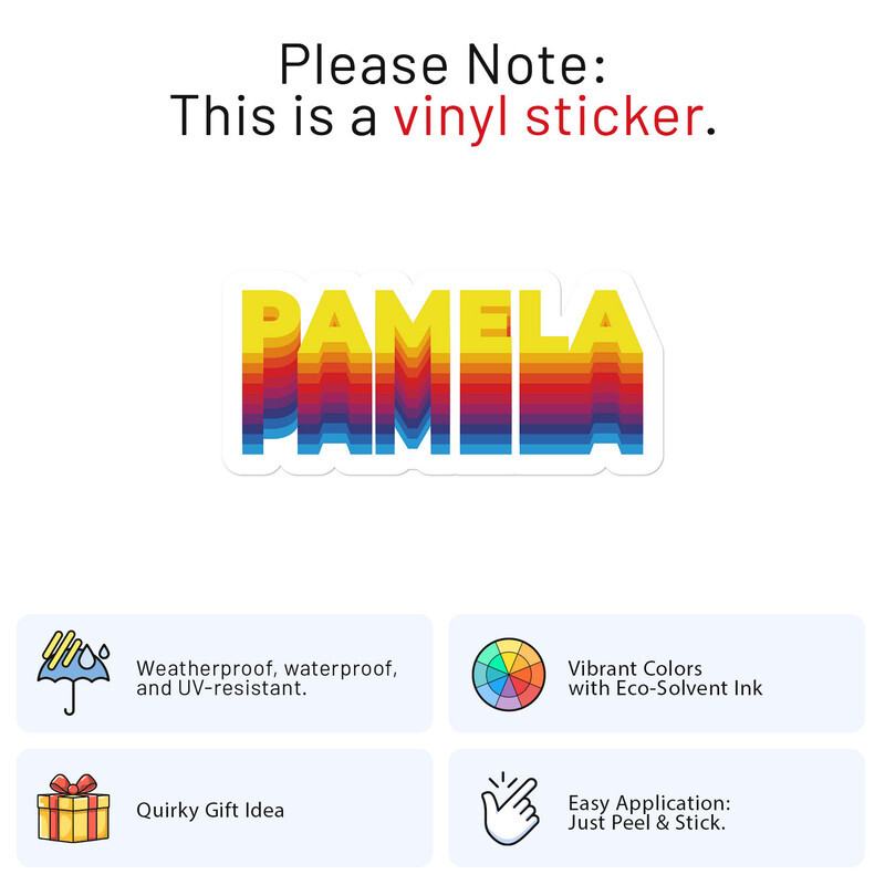 Rainbow Pamela Name – Car Bumper Sticker Vinyl Art Decal