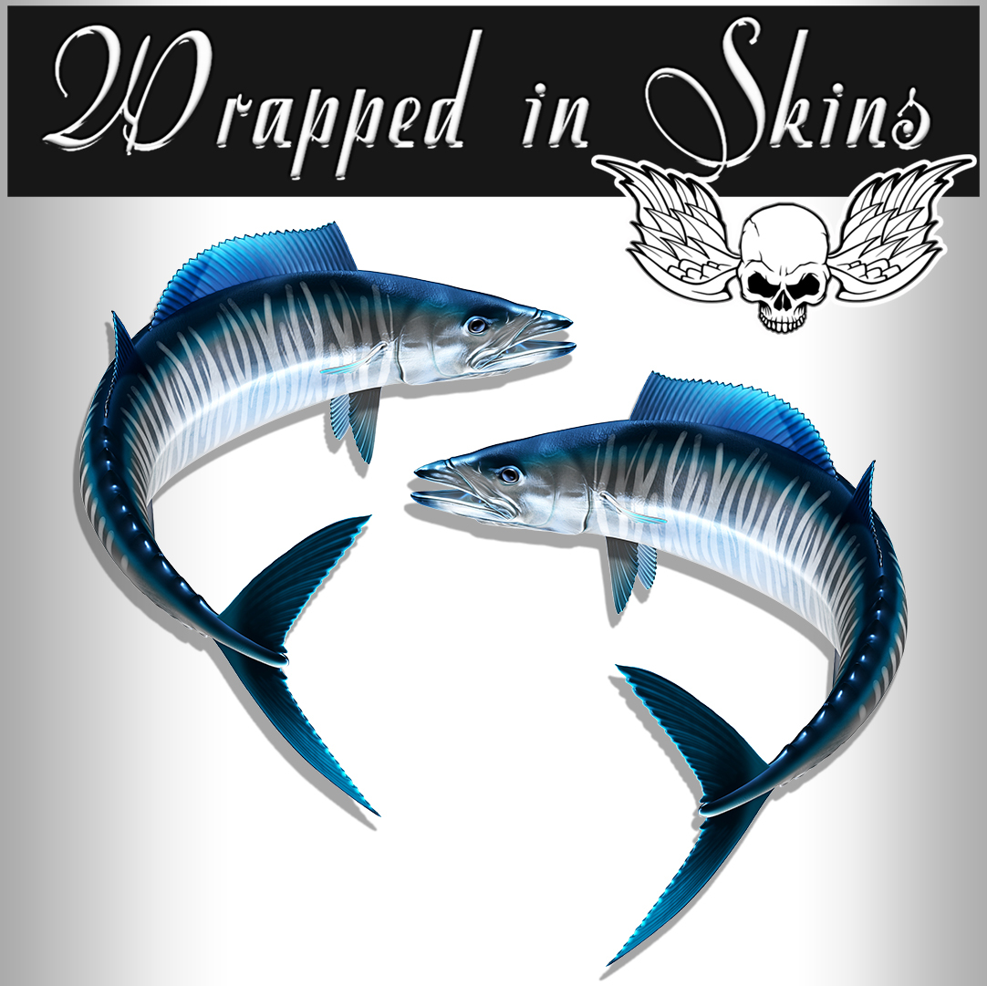 Wahoo Fish Decals Fishing Stickers Tackle Box RV Graphic Truck Boat Trailer #102