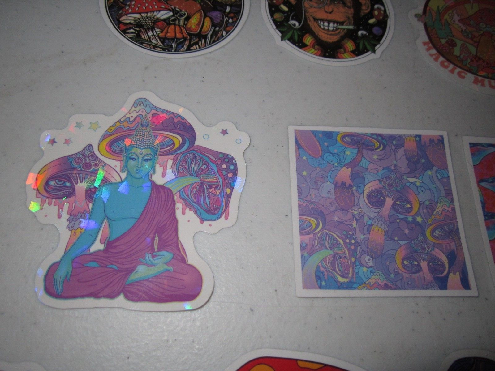 Lot Of 14 The Adventures Of Magic Mushroom Sticker ~ Funny Psychedelic GD Decals