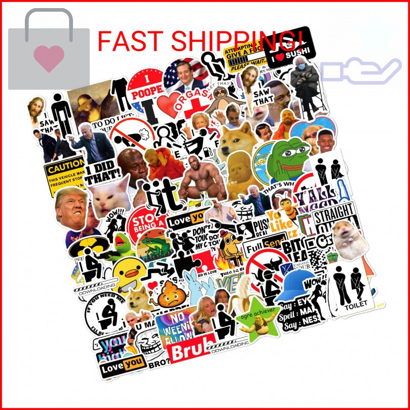 105pcs Funny Stickers for Adults, Prank Meme (Dirty) Large Sticker Pack for Bump