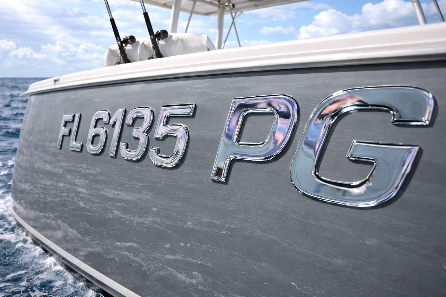 Premium Boat Registration Numbers 3” – Raised 3D Domed Marine Decals Chrome