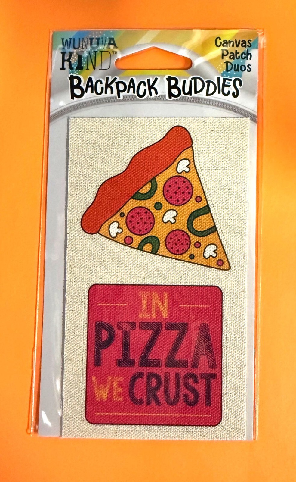 IN PIZZA WE CRUST 2 PACK DIE CUT CANVAS 2.5" DECALS STICKERS FOR CLOTH FREE SHIP