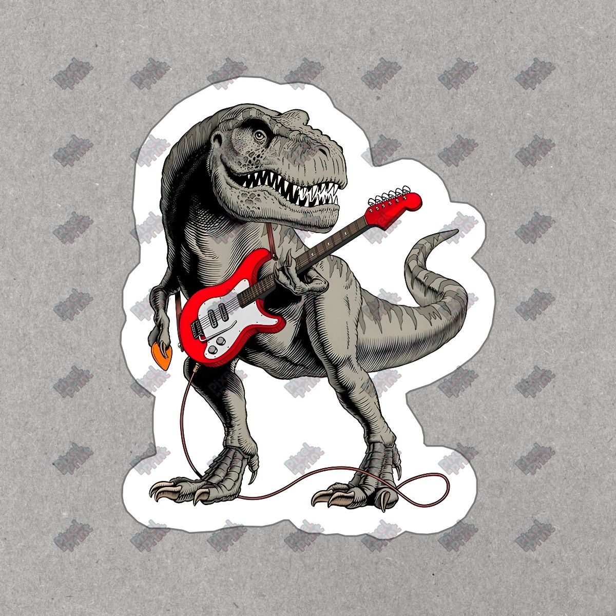 Cool T Rex Dinosaur Playing Electric Guitar Vinyl Sticker Fun Decal #240766
