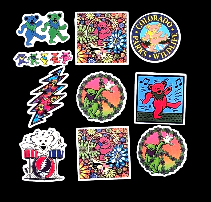 Grateful Dead Dancing Bears Stickers, Grateful Dead Decals, 10pcs.