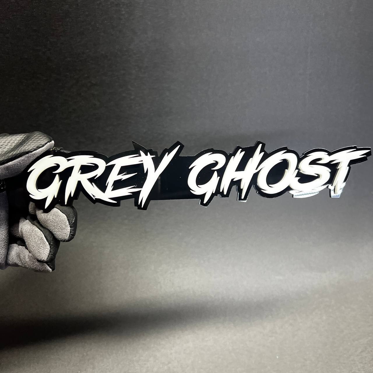 1x GREY GHOST Custom Text 3D Acrylic Car Emblem Badge Multicolor Fender Decal