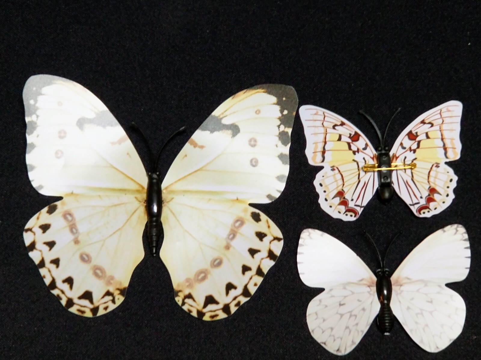 NEW , 12 Paper & Plastic Butterfly Pin set . Each Different, has sticky tabs.